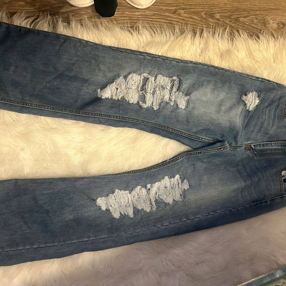 Distressed Blue Jeans